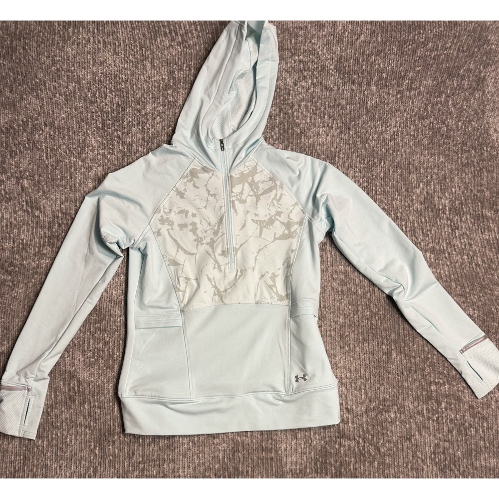 Women's Under Armour OutRun The Cold Hooded 1/4 Zip Jacket Pullover Small